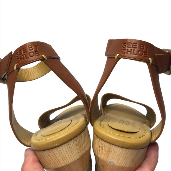 See by Chloe | Low Wedge Ankle Strap Sandals 40.5 - Picture 8 of 10